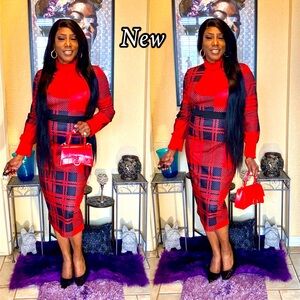 Elegant Red Checkered Skirt